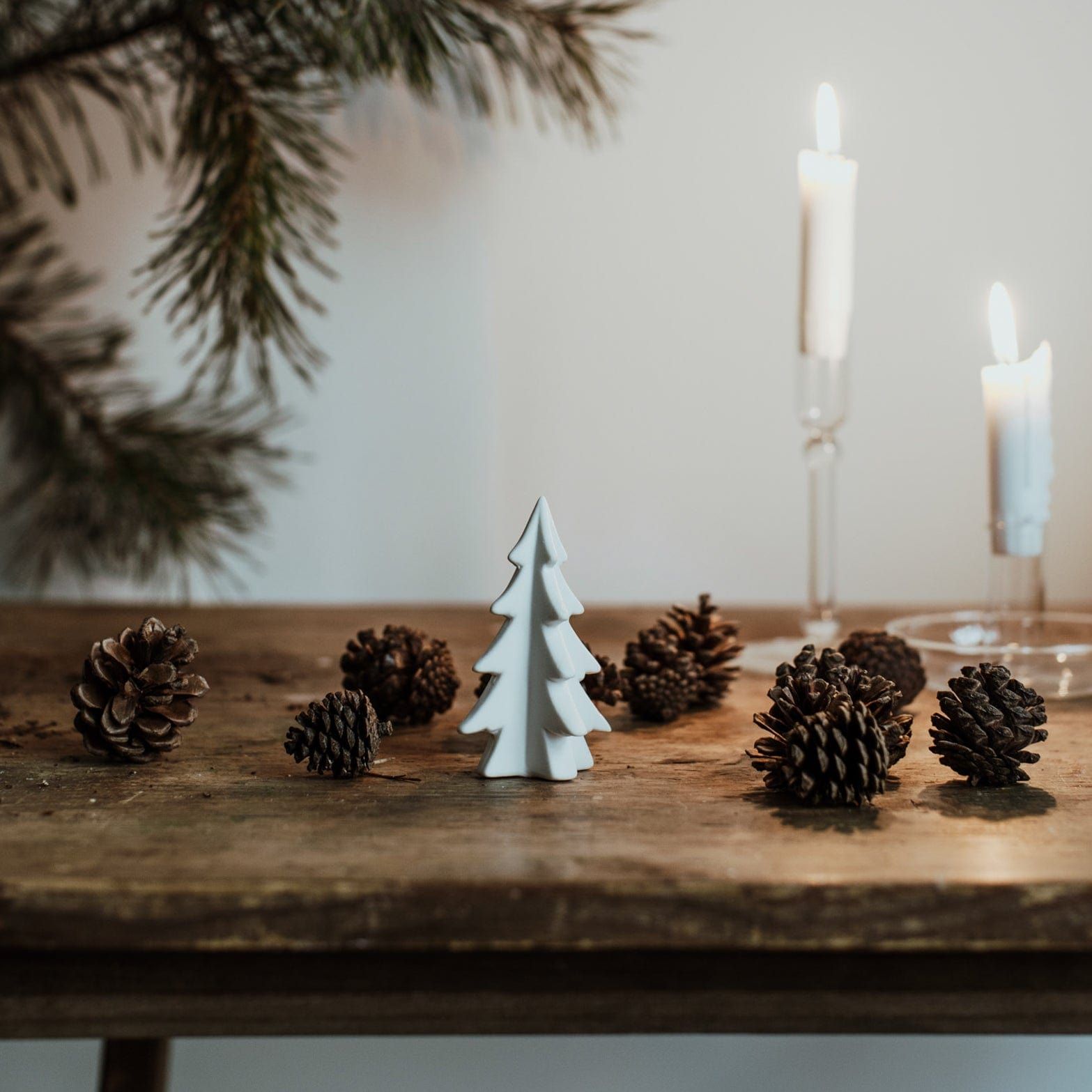 Small White Ceramic Christmas Tree with Pinecones Small White Ceramic Christmas Tree with Pinecones — White Christmas Tree Decor