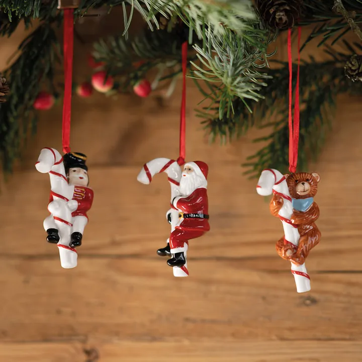 Nostalgic Ceramic Candy Canes with Festive Figures — Candy Cane Christmas Tree
