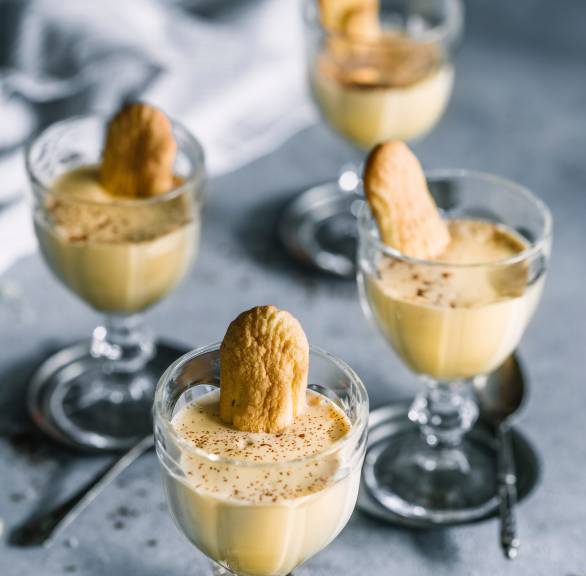 Individual Yellow Desserts with Biscuit Toppers — New Years Eve Dessert Table