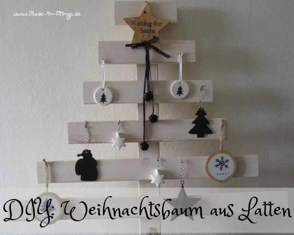 Farmhouse Wood Slat Wall Tree with Ceramic Ornaments — Wall Christmas Tree