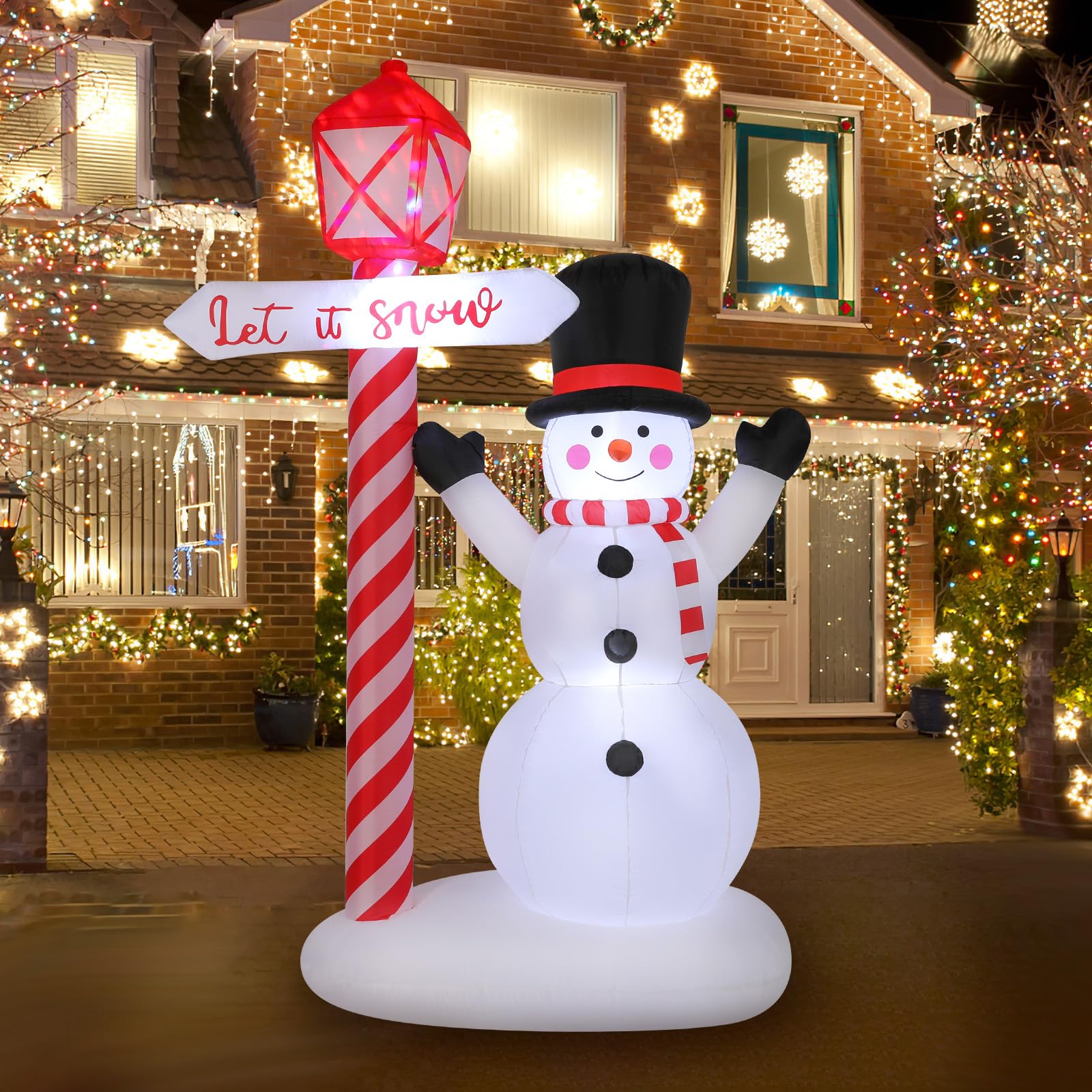 Inflatable Snowman with 'Let it Snow' Sign — Christmas Yard Decor