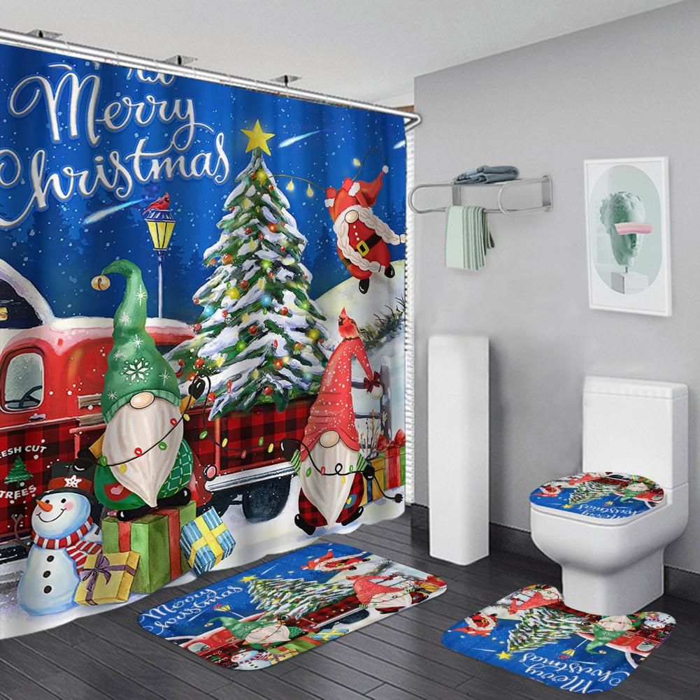 Whimsical Gnome and Snowman Christmas Bathroom Set — Christmas Bathroom Decor