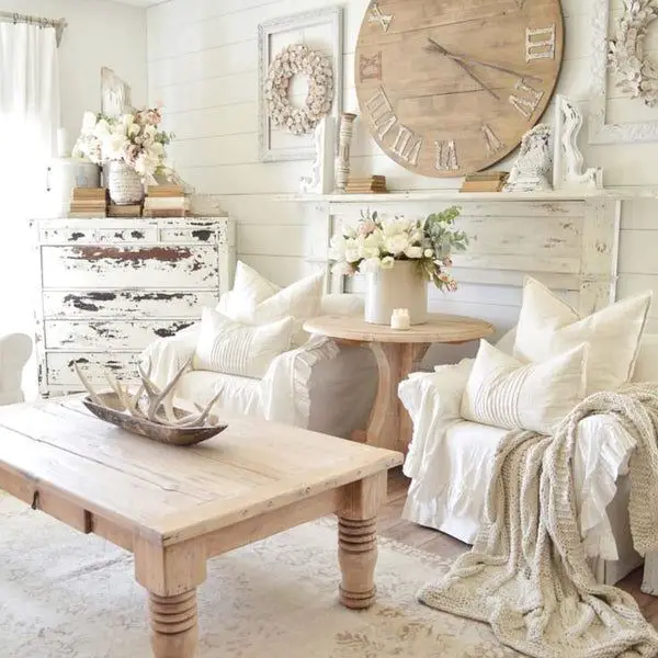 Farmhouse Hygge Living Room with Distressed Furniture Farmhouse Hygge Living Room with Distressed Furniture — Hygge Home Decor