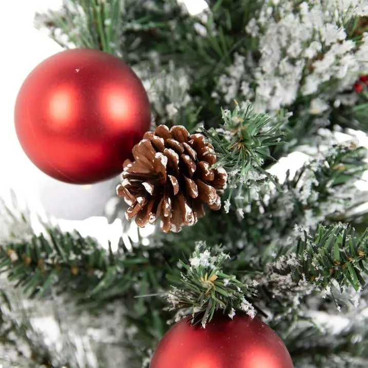 Compact White Tabletop Tree with Integrated Red LEDs Compact White Tabletop Tree with Integrated Red LEDs — Red and White Christmas Tree