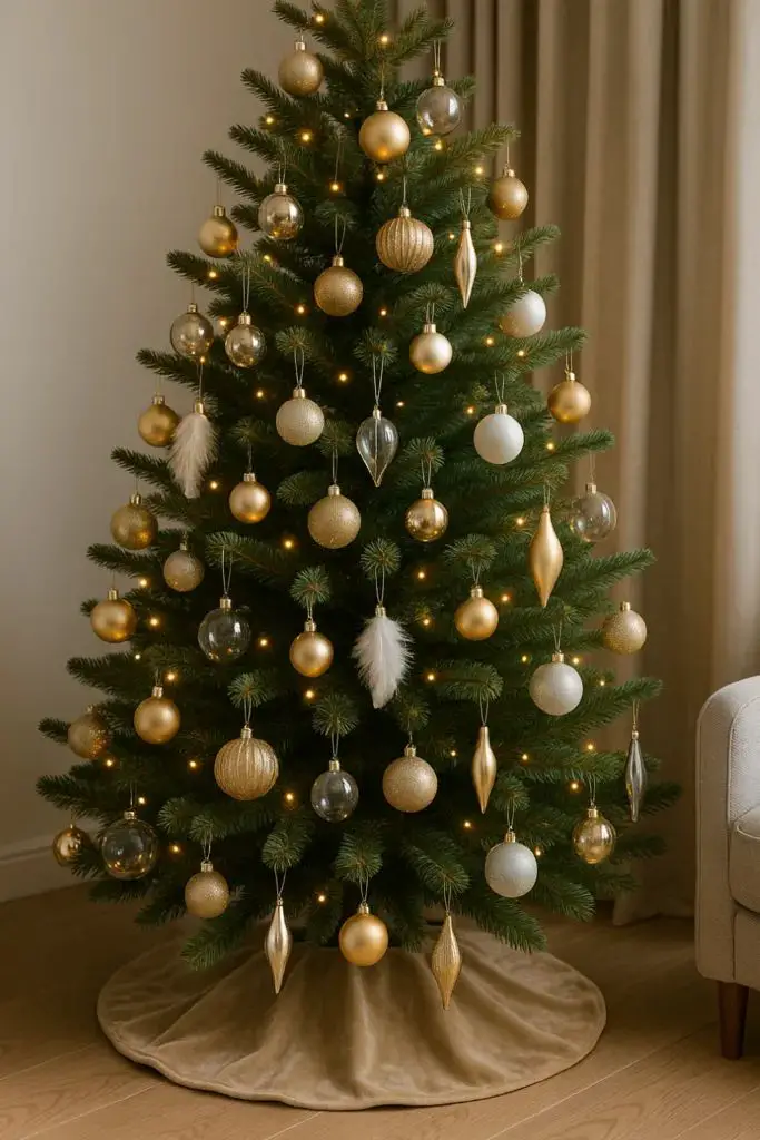 Elegant Gold, Silver, and White Tree Display — Christmas Tree Color Schemes