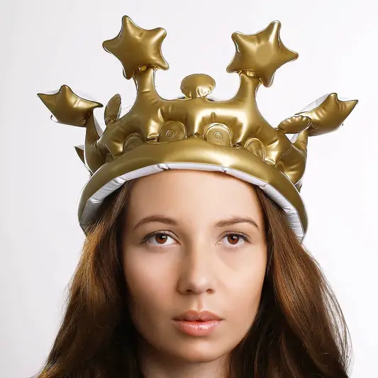 Playful Gold Inflatable Crown for Festive Celebrations — Gold New Years Eve Decor
