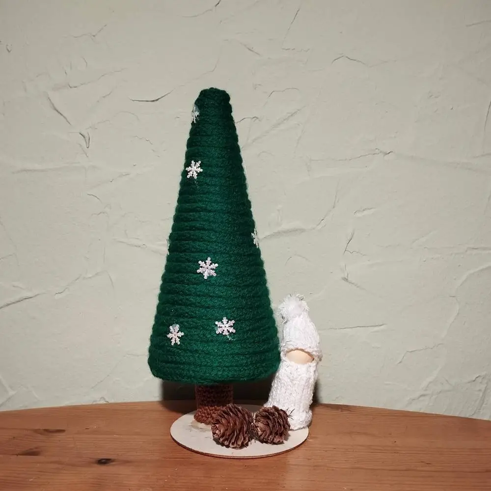 Cozy Knitted Christmas Tree with Snowflake Appliques — Handmade Christmas Ornaments