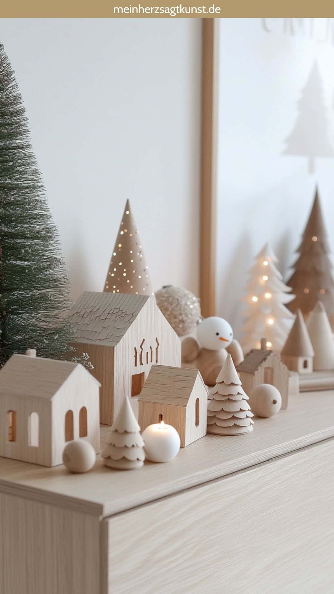 Minimalist Scandi Christmas Village with Wooden Houses — Christmas Village Display