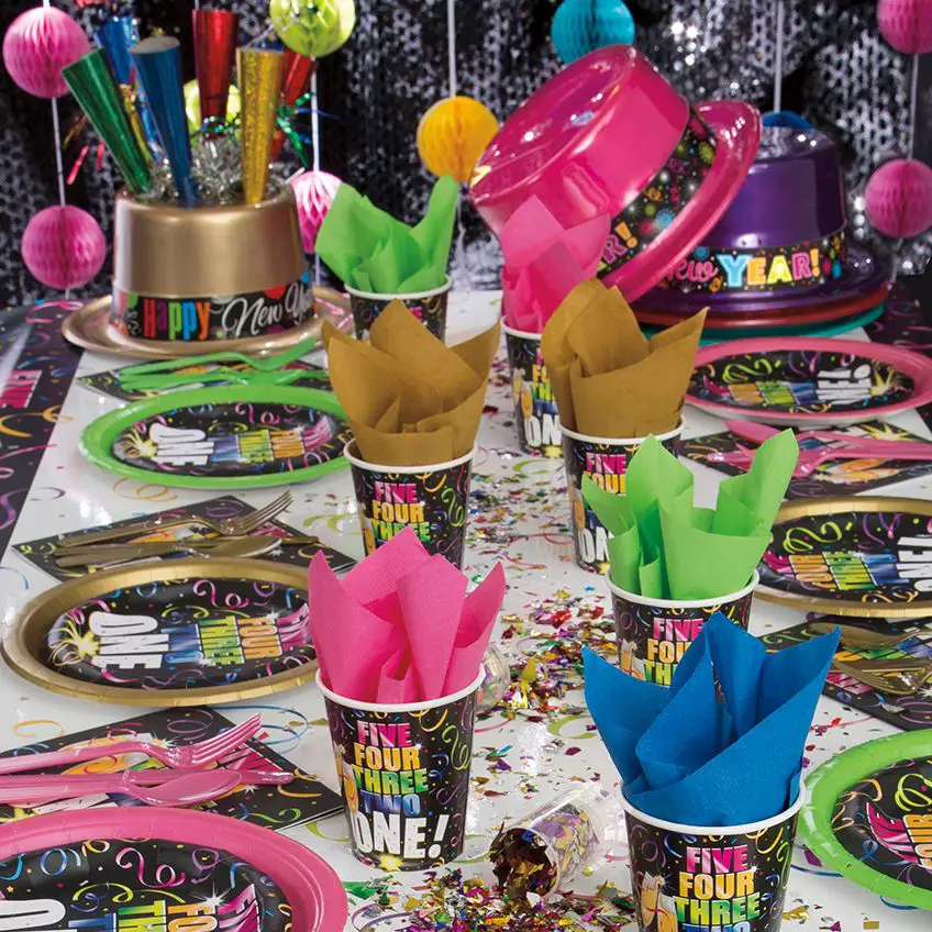 Colorful New Year's Eve Party Supplies Spread Colorful New Year's Eve Party Supplies Spread — New Years Eve Party Decor