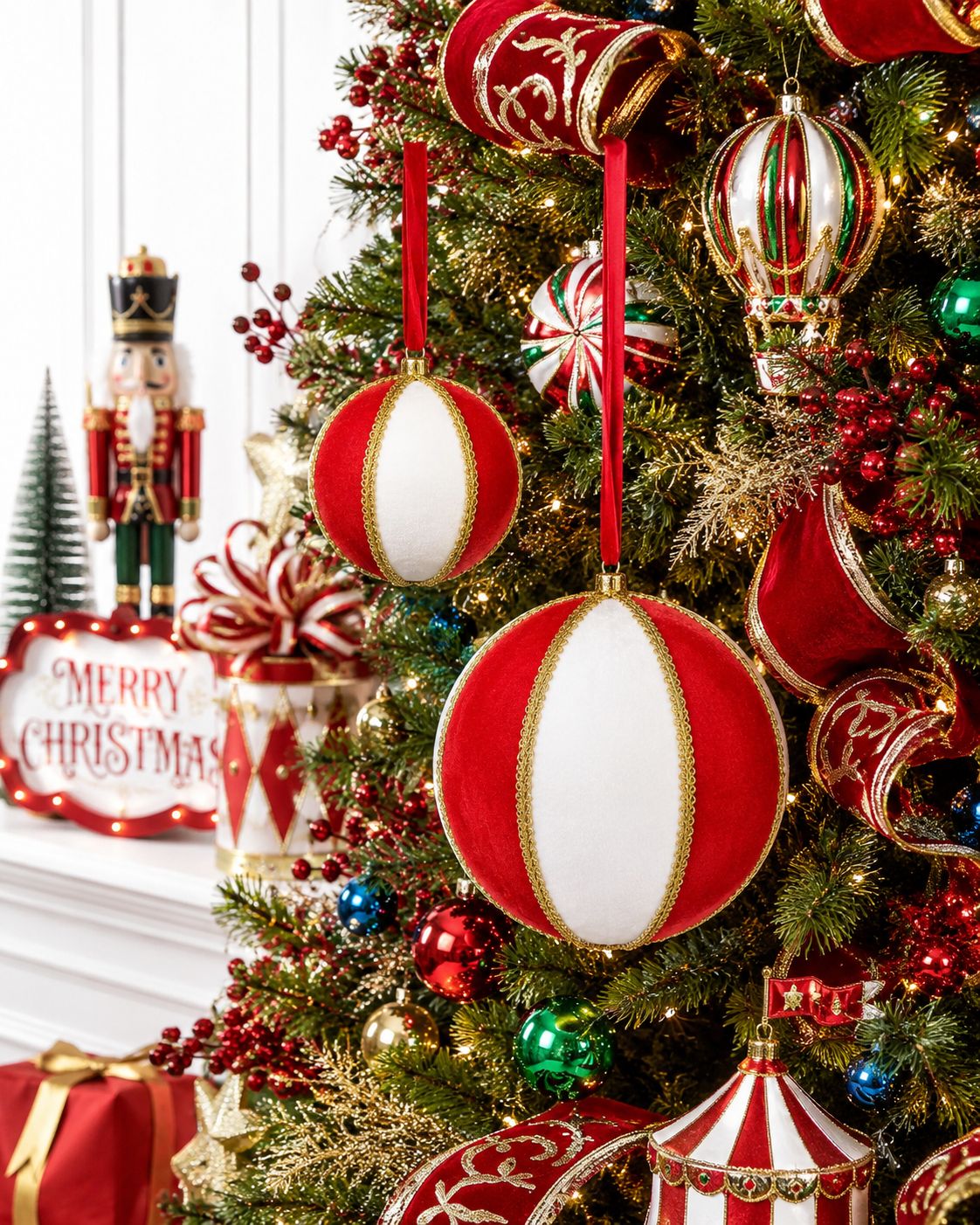 Raz 5" oder 8" Weihnachtsschmuck mit roten und weißen Streifen | Raz Imports | Raz Weihnachten | Weihnachtsschmuck | Einzigartiger Weihnachtsschmuck