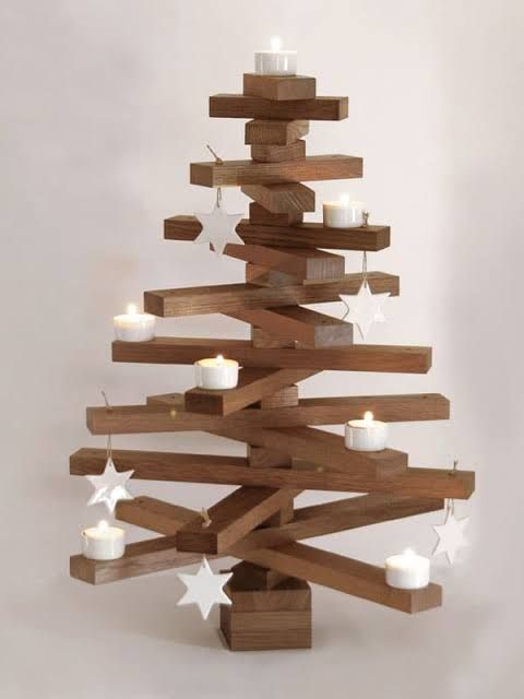 Modern Minimalist Christmas Tree Crafted from Wood Blocks — Christmas Tree Themes
