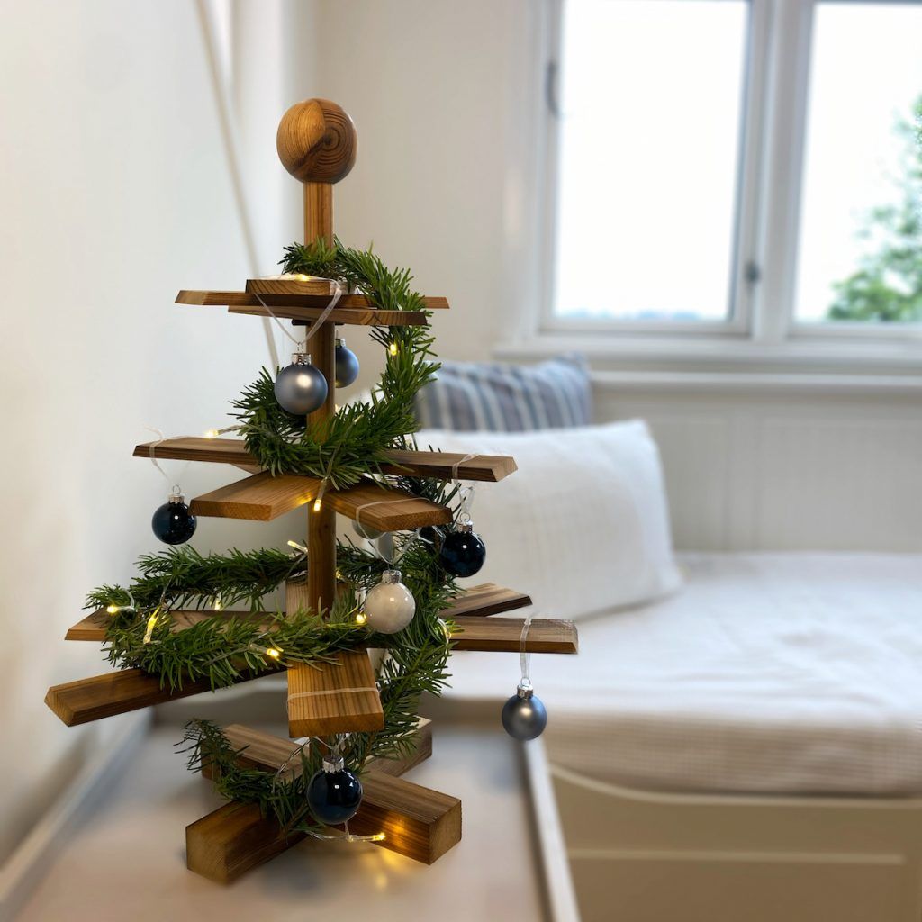 Miniature Wooden Christmas Tree with Fairy Lights Miniature Wooden Christmas Tree with Fairy Lights — Scandinavian Christmas Tree