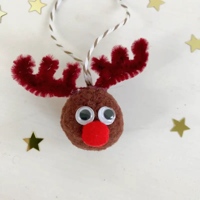 Reindeer Pom-Pom Craft with Antlers — Christmas Crafts for Kids