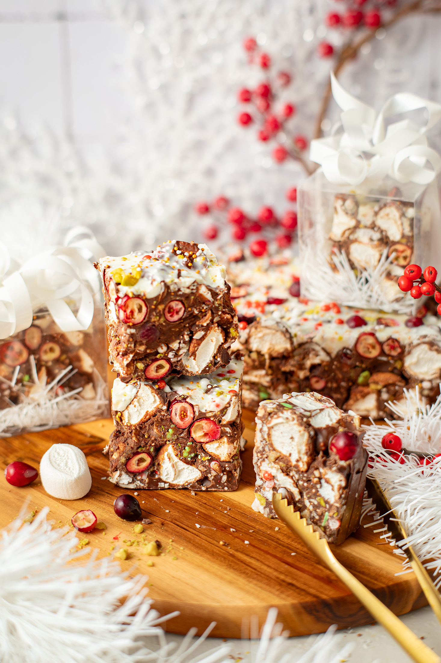 Festive Rocky Road Bars for Christmas Indulgence — Christmas Hot Cocoa Bar