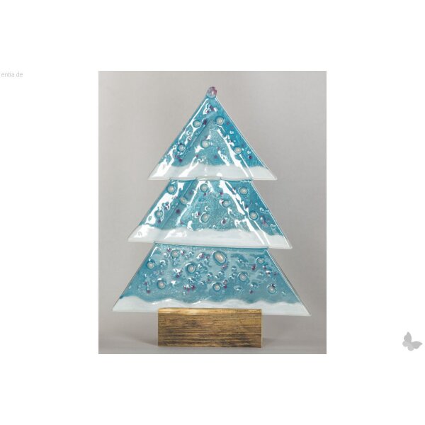 Frosted Glass Christmas Tree with Silver Accents — Blue and Silver Christmas Tree