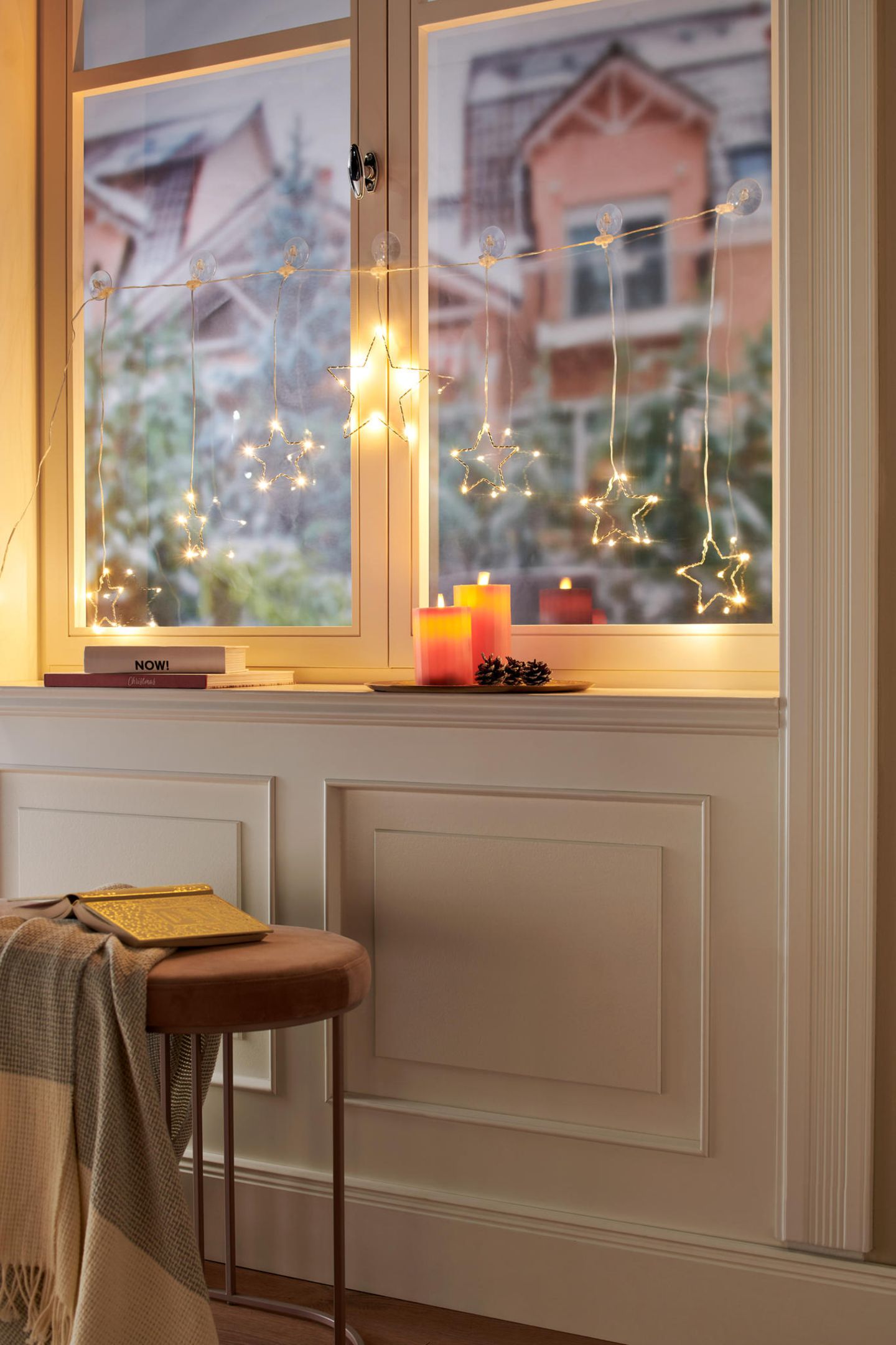 Star Lights on Sill — Christmas Fairy Lights Wall