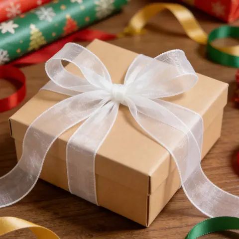 Elegant Gift Box with Sheer Ribbon — Christmas Gift Wrapping
