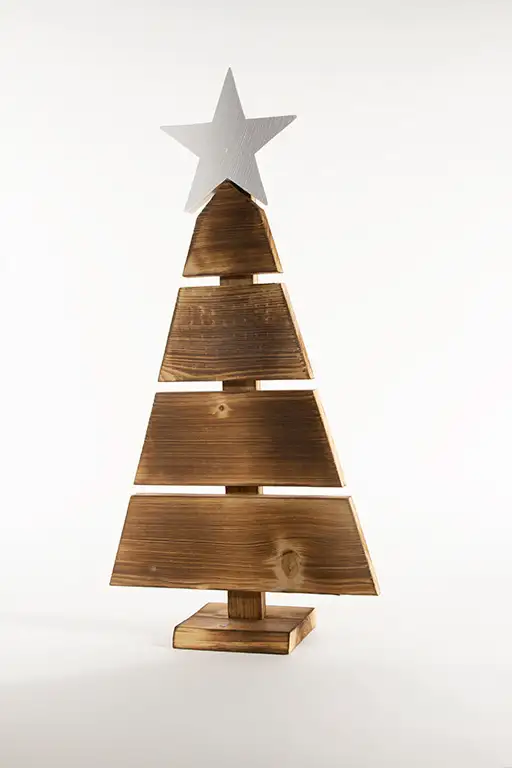 Minimalist Geometric Wooden Christmas Tree with White Star Minimalist Geometric Wooden Christmas Tree with White Star — Rustic Christmas Tree