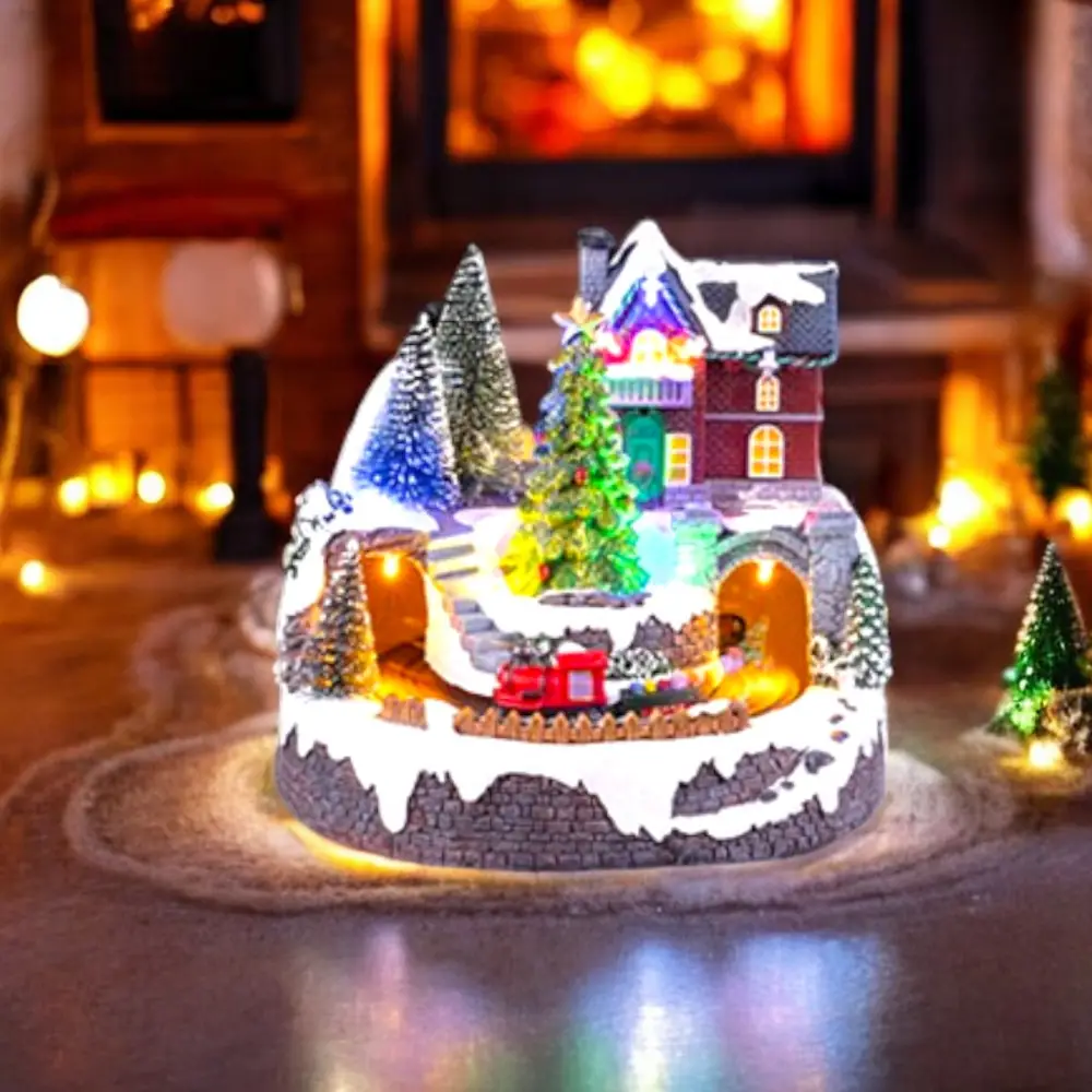 Compact Animated Village with Moving Train — Christmas Village Display