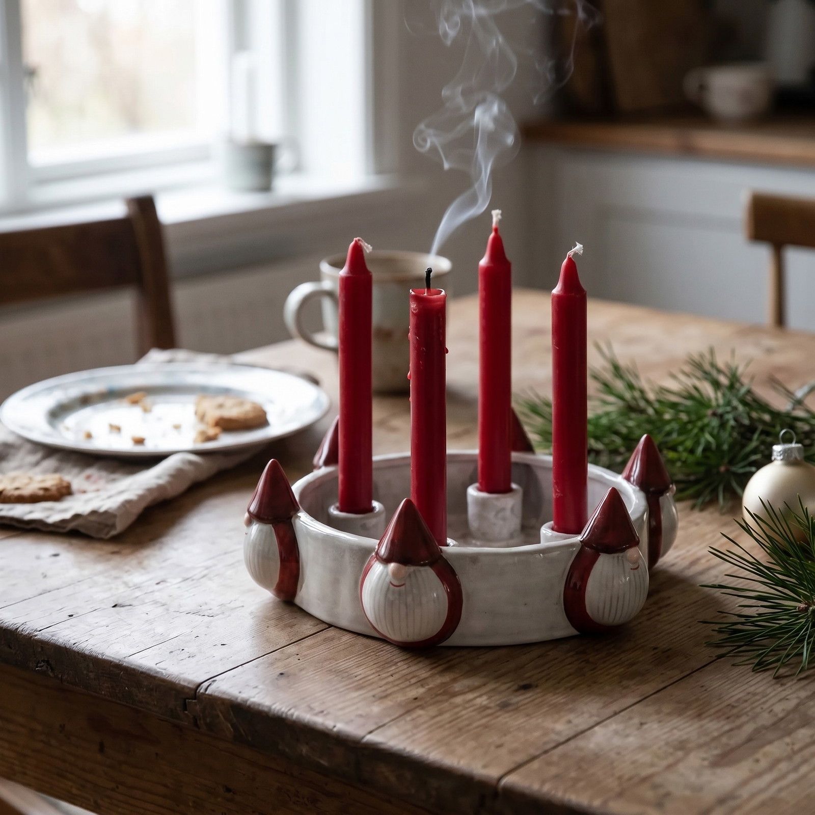 Gnome-Shaped Ceramic Holder for Advent Candles Gnome-Shaped Ceramic Holder for Advent Candles — Advent Wreath