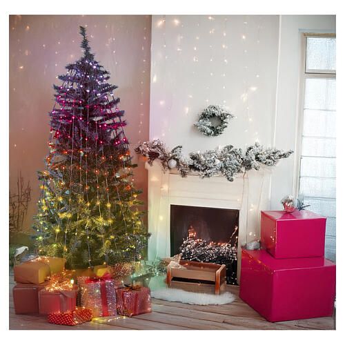 Living Room Christmas Tree Illuminated with Multicolor Fairy Lights Living Room Christmas Tree Illuminated with Multicolor Fairy Lights — Christmas Fairy Lights Living Room