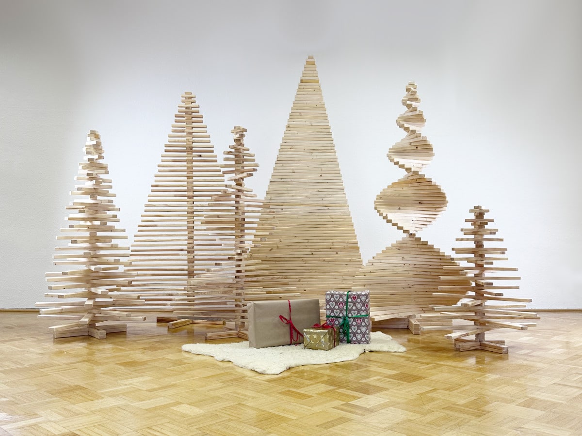 Collection of Modern Wooden Trees — Alternative Christmas Trees