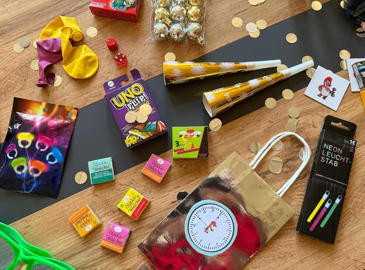 Flat Lay Arrangement Visual Idea — New Years Eve Party for Kids