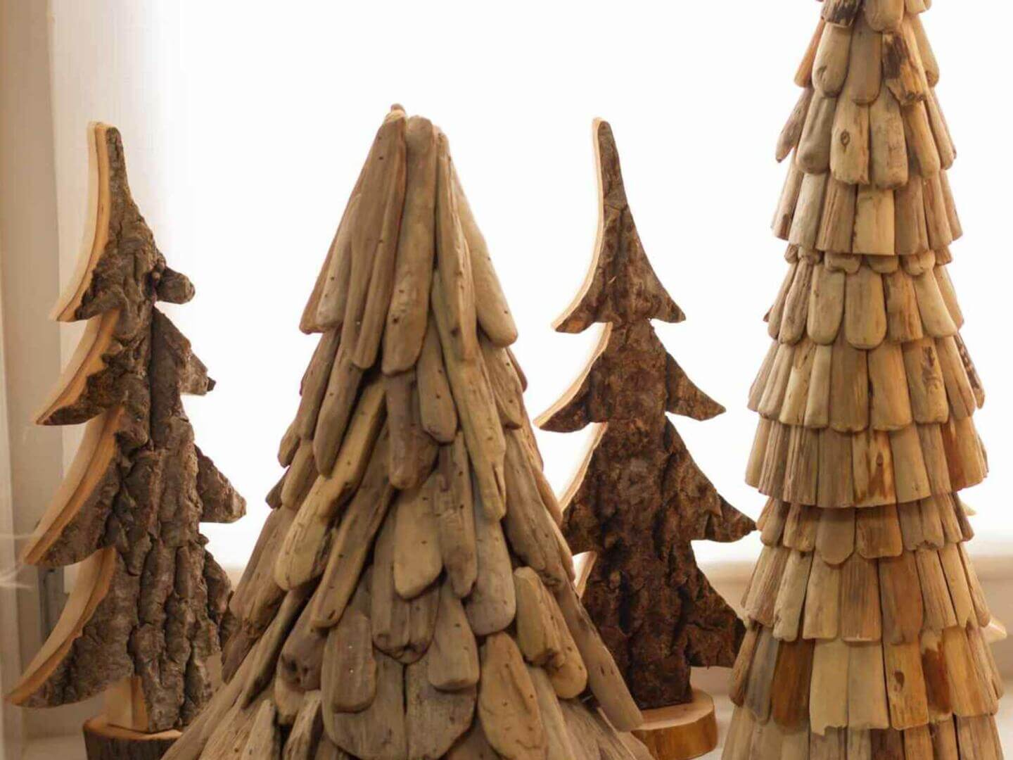 Rustic Wooden Christmas Trees from Natural Bark — Christmas Crafts for Adults