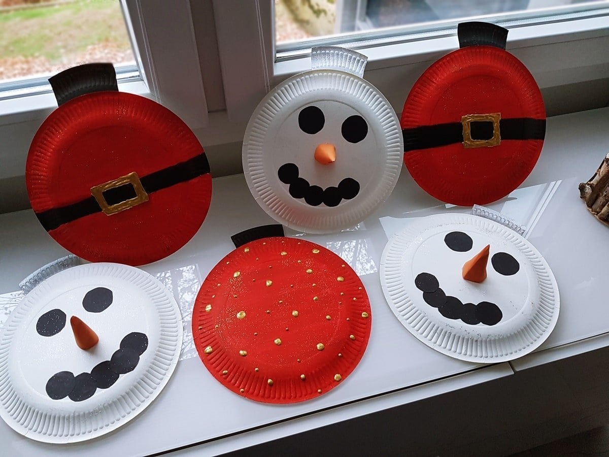 Cheerful Paper Plate Snowman and Santa Crafts — Christmas Crafts for Kids