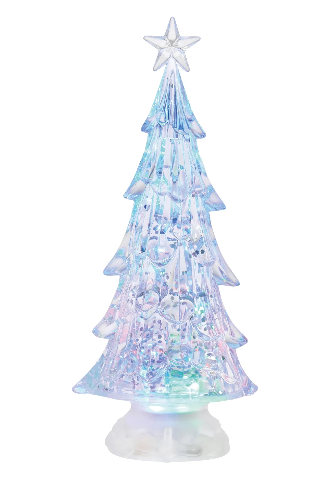 Modern Light-Up Tree with Blue and Silver Glitter — Blue and Silver Christmas Tree