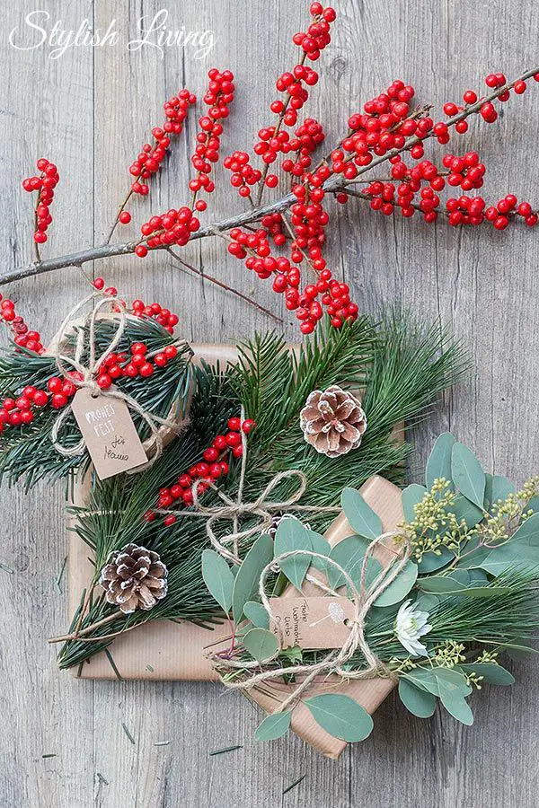 Abundant Natural Greenery for Rustic Gifts — Christmas Gift Wrapping