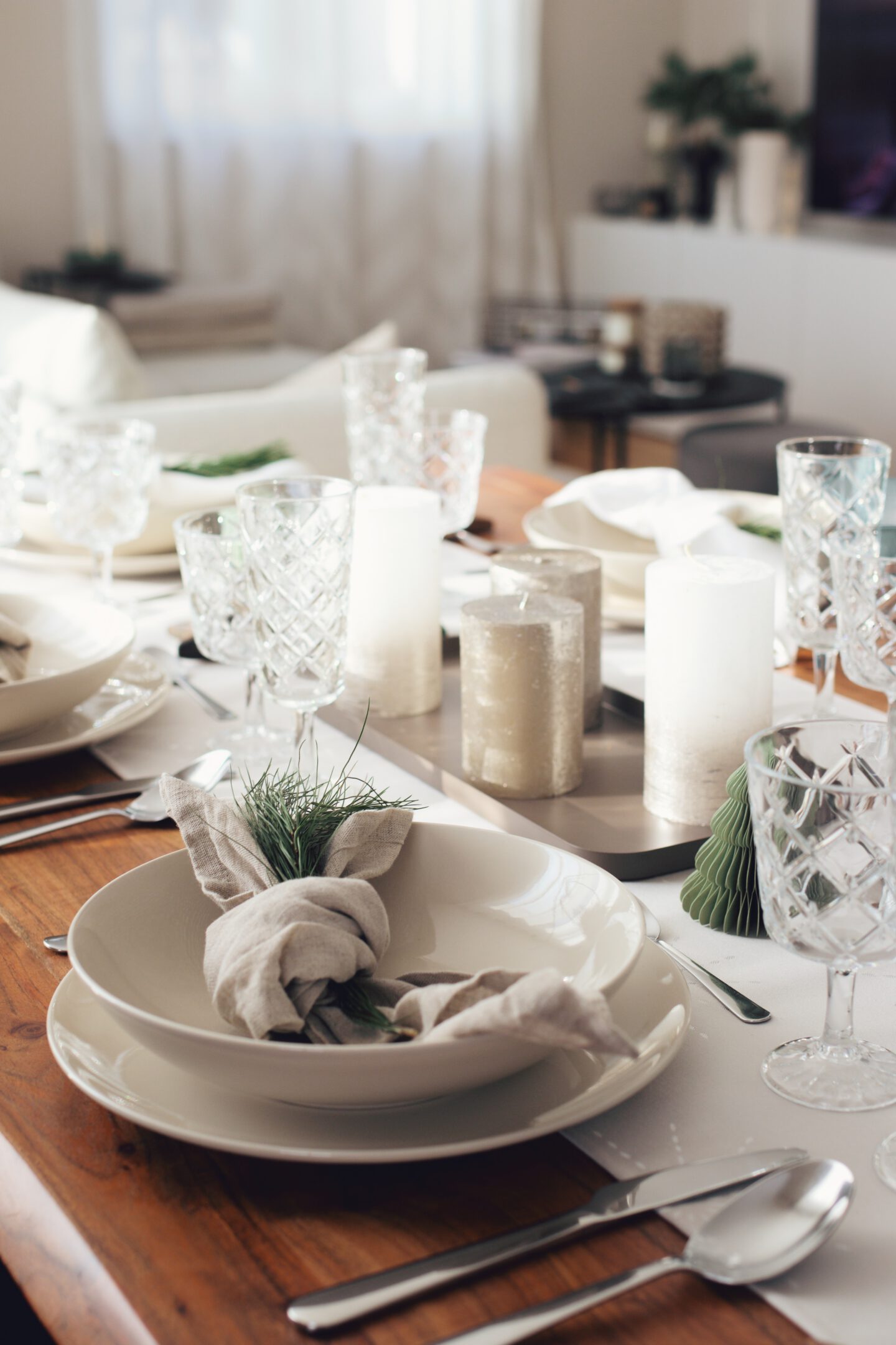 Minimalist Dining with Greenery Accents Minimalist Dining with Greenery Accents — Elegant Christmas Table Setting