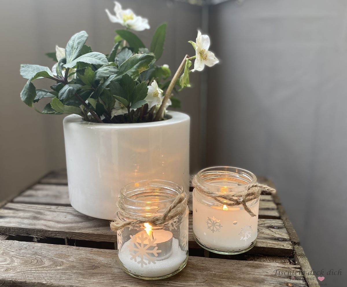 Rustic Candle Holders with Snowflake Motifs — Winter Decor After Christmas