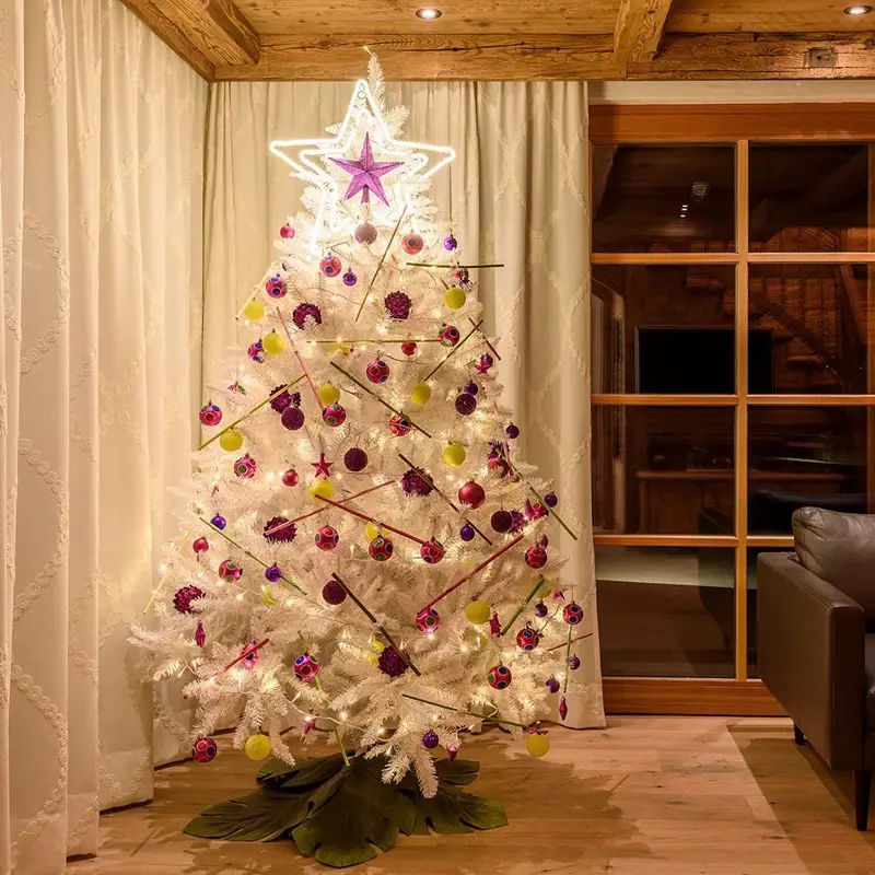 Stark White Tree with Purple and Yellow Accents — Christmas Tree Trends