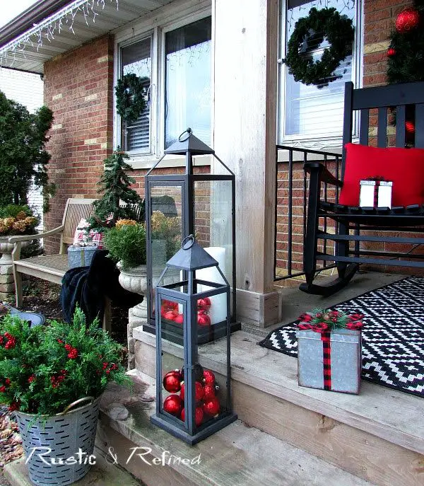 Use Oversized Farmhouse Lanterns for Maximum Impact — Christmas Porch Lanterns