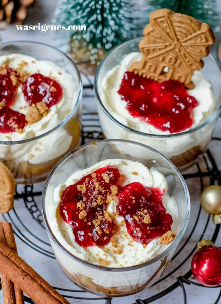 Cozy Gingerbread Topped Desserts in Glasses — Christmas Dessert Table