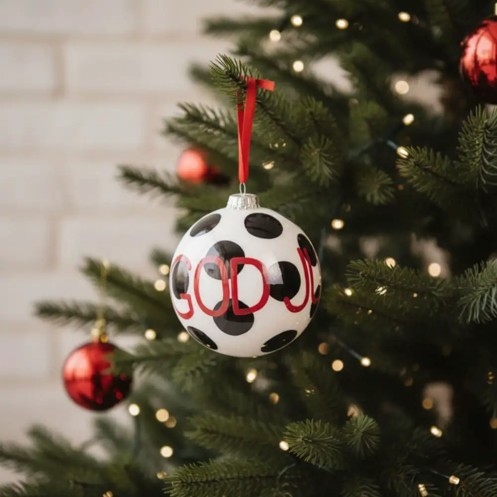 Elegant Glass Ornament with Clean Red and White Pattern Elegant Glass Ornament with Clean Red and White Pattern — Red and White Christmas Tree