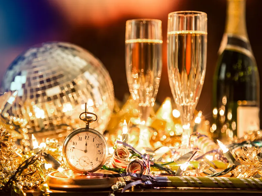 Festive Celebration with Disco Ball and Midnight Watch Festive Celebration with Disco Ball and Midnight Watch — New Years Eve Date Night at Home