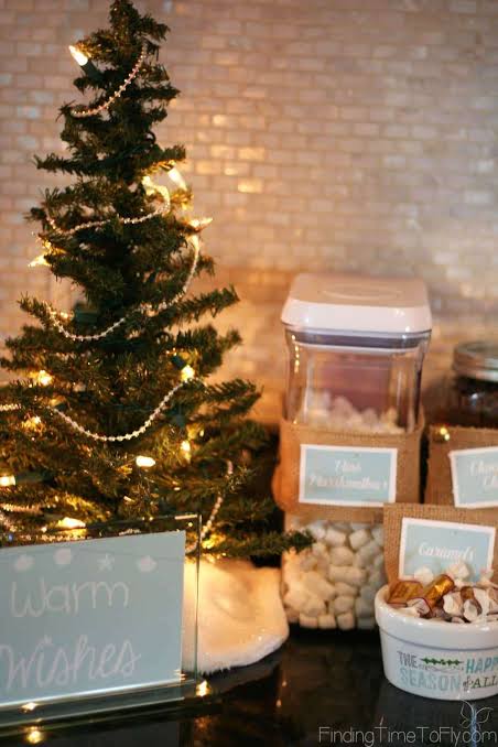 Traditional Hot Cocoa Bar with Mini Christmas Tree — Christmas Hot Cocoa Bar
