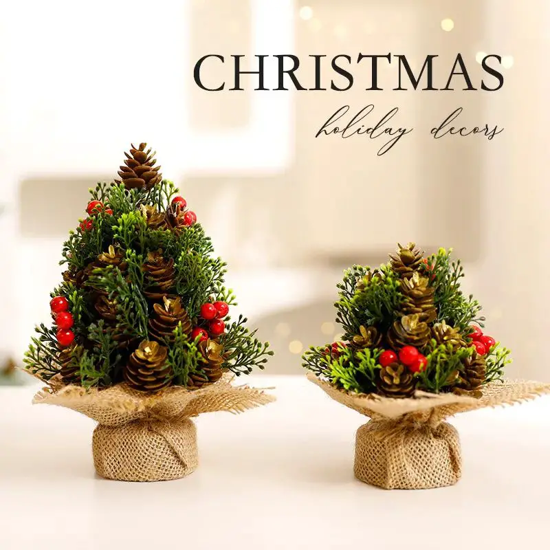 Rustic Tabletop Trees with Natural Elements Rustic Tabletop Trees with Natural Elements — Small Christmas Tree Decor