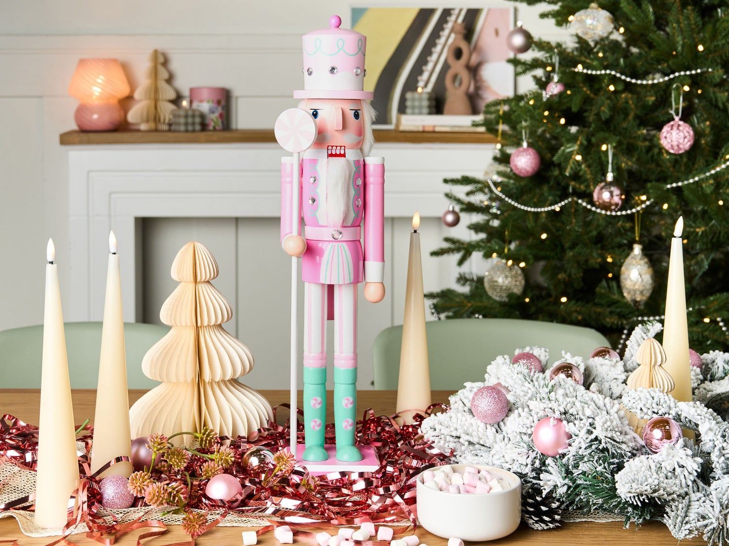 Whimsical Pink Nutcracker for a Magical Christmas Table Whimsical Pink Nutcracker for a Magical Christmas Table — Pink Christmas Decor