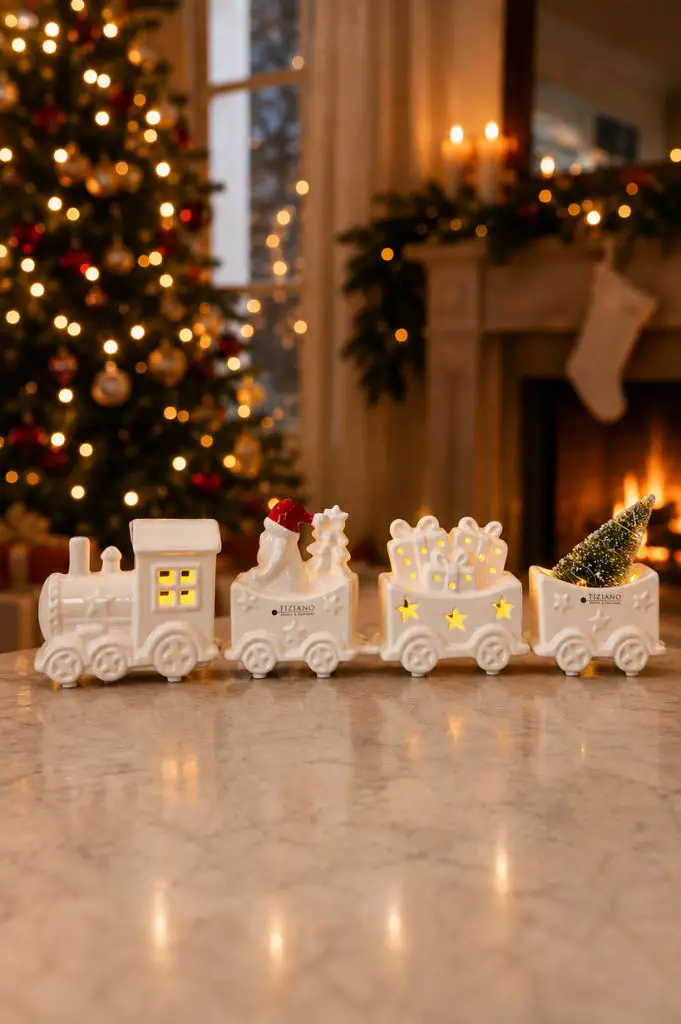 Festive Ceramic Christmas Train for a Charming Farmhouse Display — Farmhouse Christmas Mantel