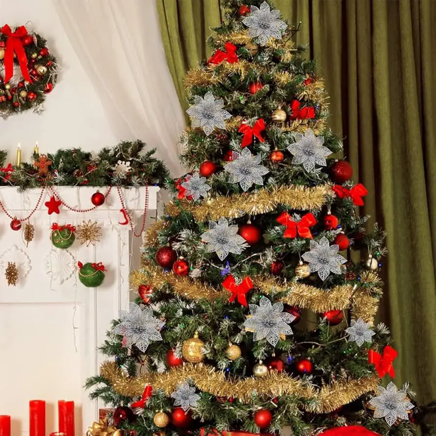 Traditional Christmas Tree with Tinsel and Fireplace Mantel Decor — Christmas Tree Trends 2026