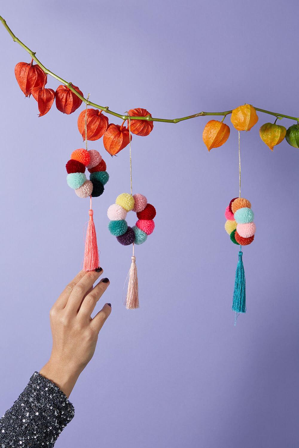 Bohemian Pom-Pom Ornaments with Tassels — DIY Christmas Ornaments