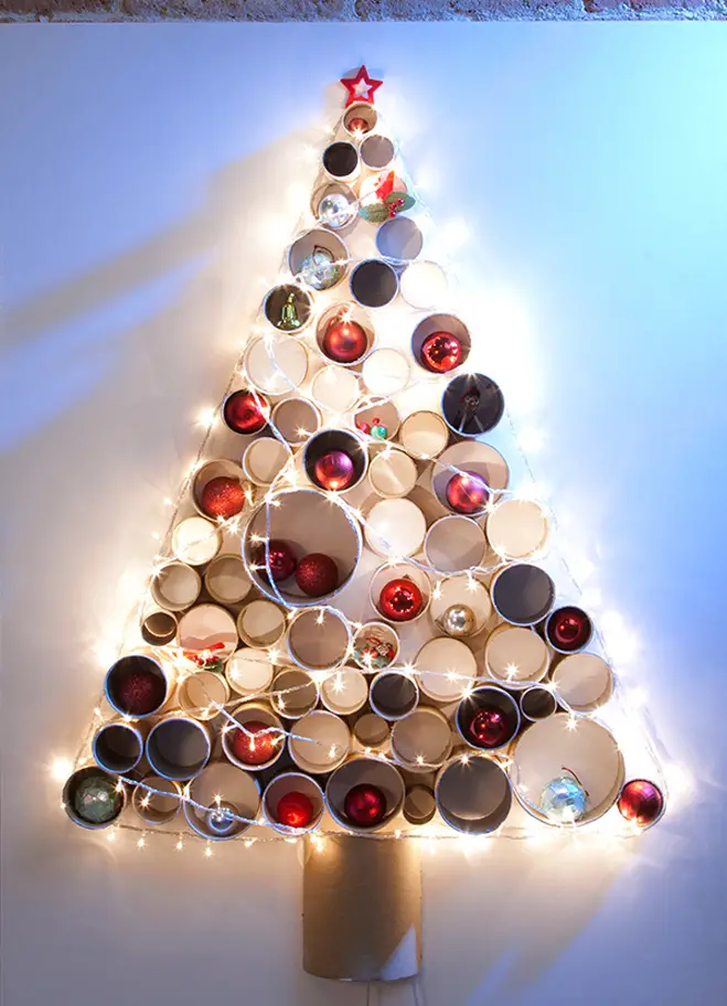 Eco-Friendly Cardboard Tube Wall Tree — Alternative Christmas Trees