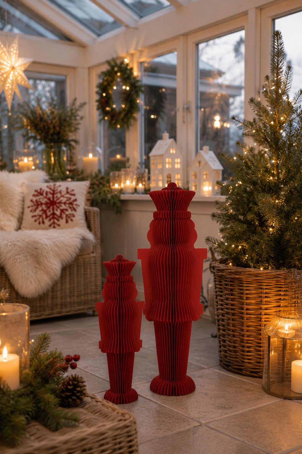 Unique Red Paper Nutcrackers in Cozy Sunroom Unique Red Paper Nutcrackers in Cozy Sunroom — Nutcracker Christmas Tree
