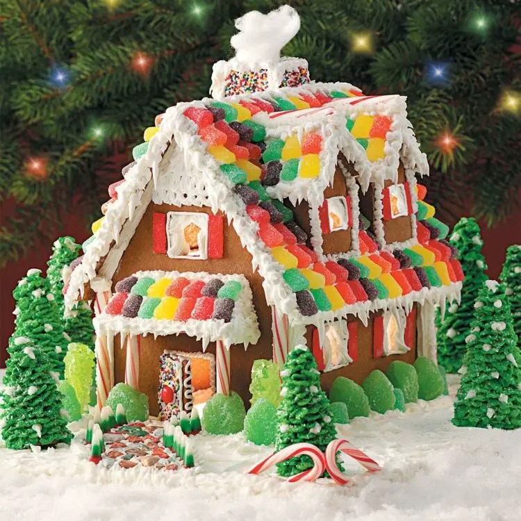 Whimsical Gingerbread House in a Snowy Landscape Whimsical Gingerbread House in a Snowy Landscape — Gingerbread Christmas Decor