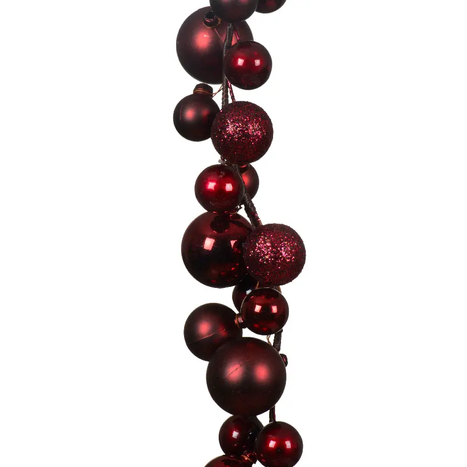Deep Red Glitter Ornament Garland — Christmas Garland