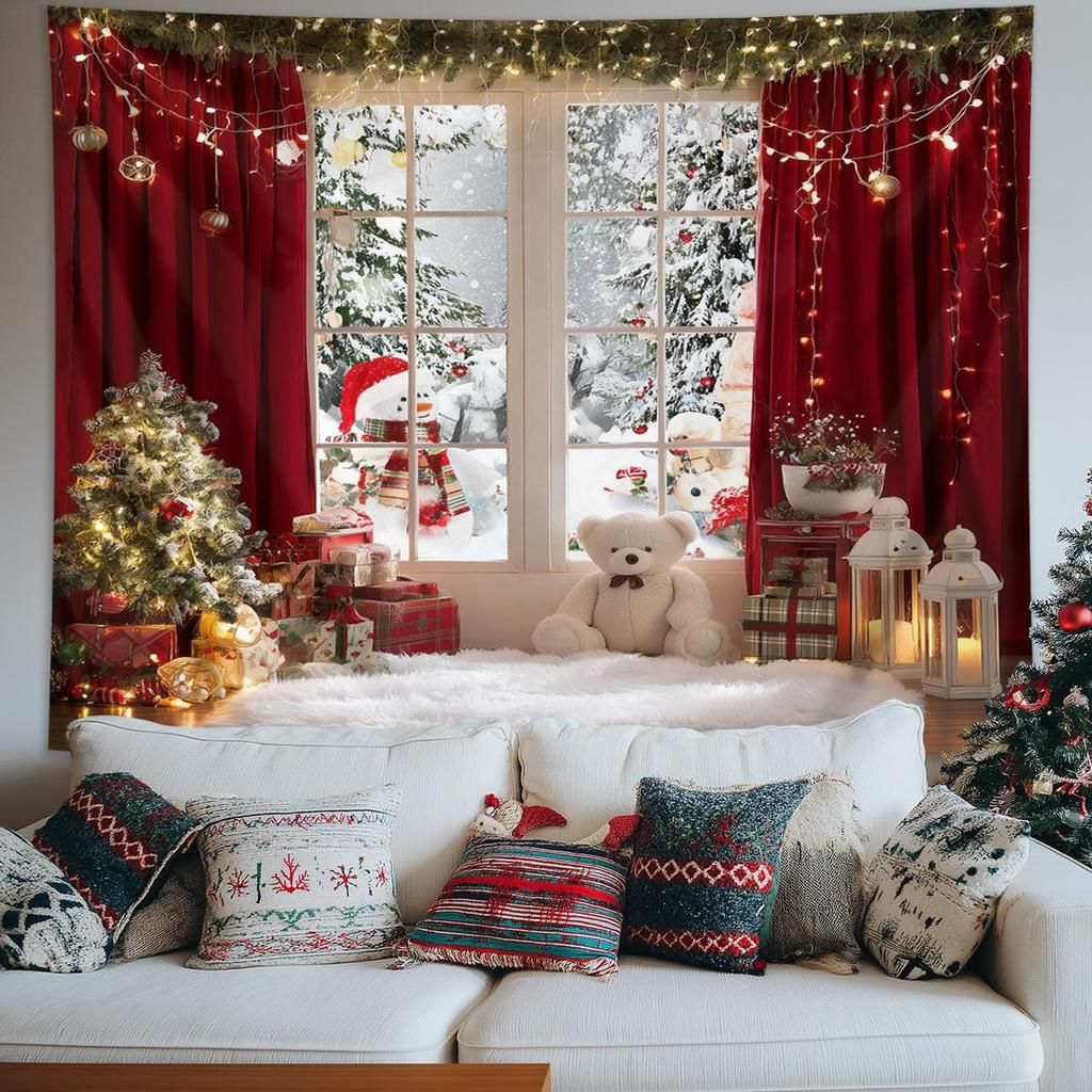 Cozy Christmas Vignette with Teddy Bear and Gifts — Christmas Apartment Decor