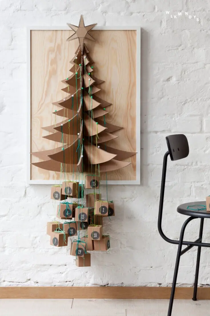 Living Room Modern Cardboard Advent Calendar Wall Tree — Wall Christmas Tree
